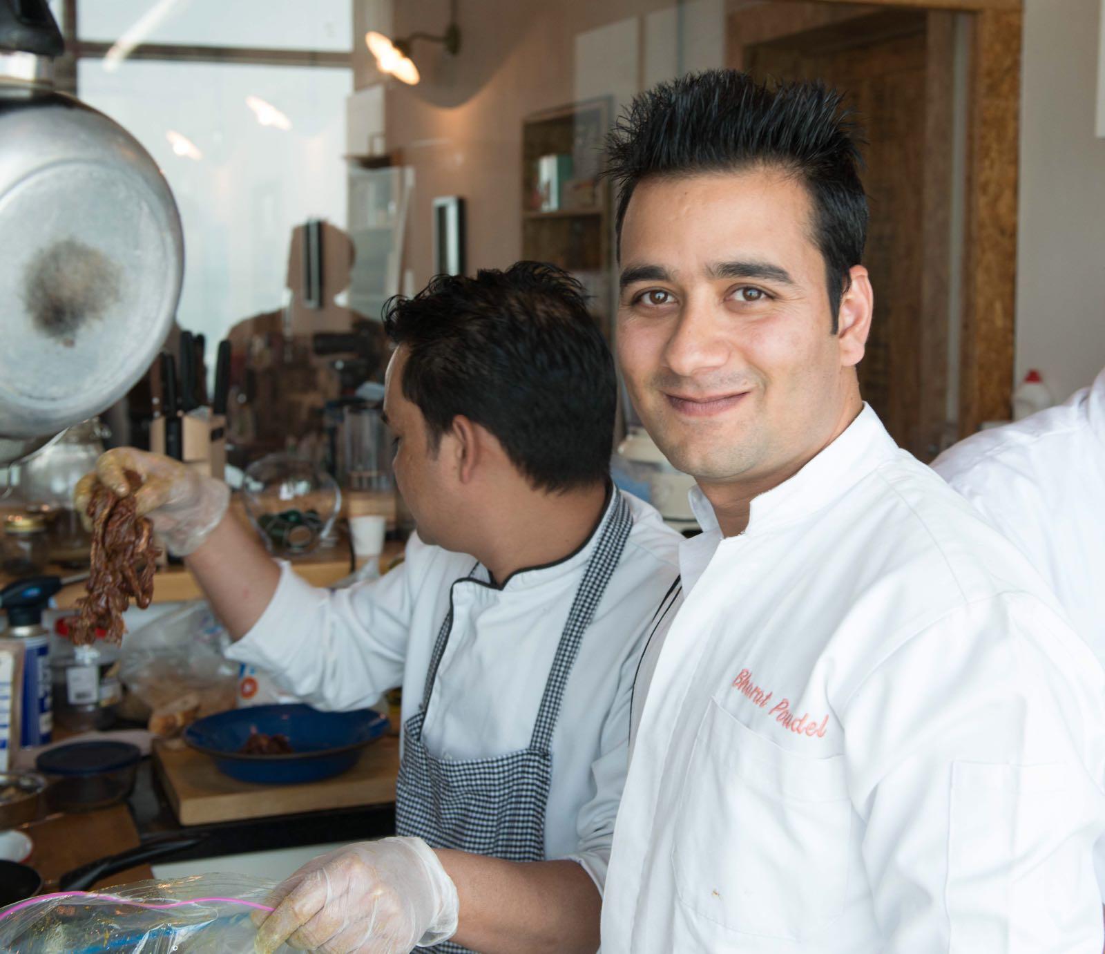 Bharat Poudel in the kitchen